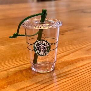 Starbucks Clear Mini Cold Cup Ornament with Green Straw